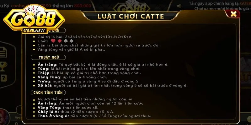 Hướng Dẫn Chơi Catte Go88 Đơn Giản Cho Người Mới 2 Luật tính điểm Catte Go88 tuân thủ theo nguyên tắc chung