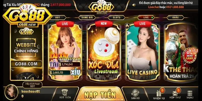 Live Casino Go88 là một hình thức sòng bạc trực tuyến sang trọng và đẳng cấp