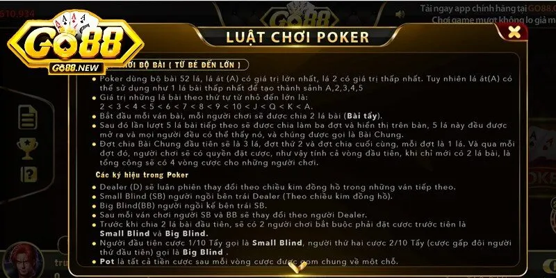 Poker Go88 là một trò chơi bài rất nổi tiếng hiện nay